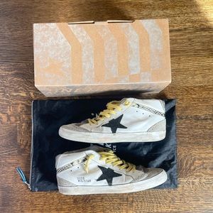 Golden Goose Mid Star White and Grey Snakeskin Sneakers // 39